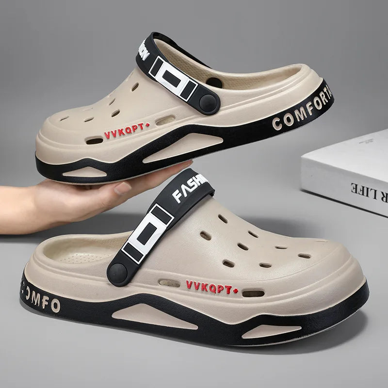 Summer Men Sandals Light EVA Men's Casual Shoes Platform Hole Shoes Clogs Men Home Garden Outdoor Male Beach Slippers Big Size