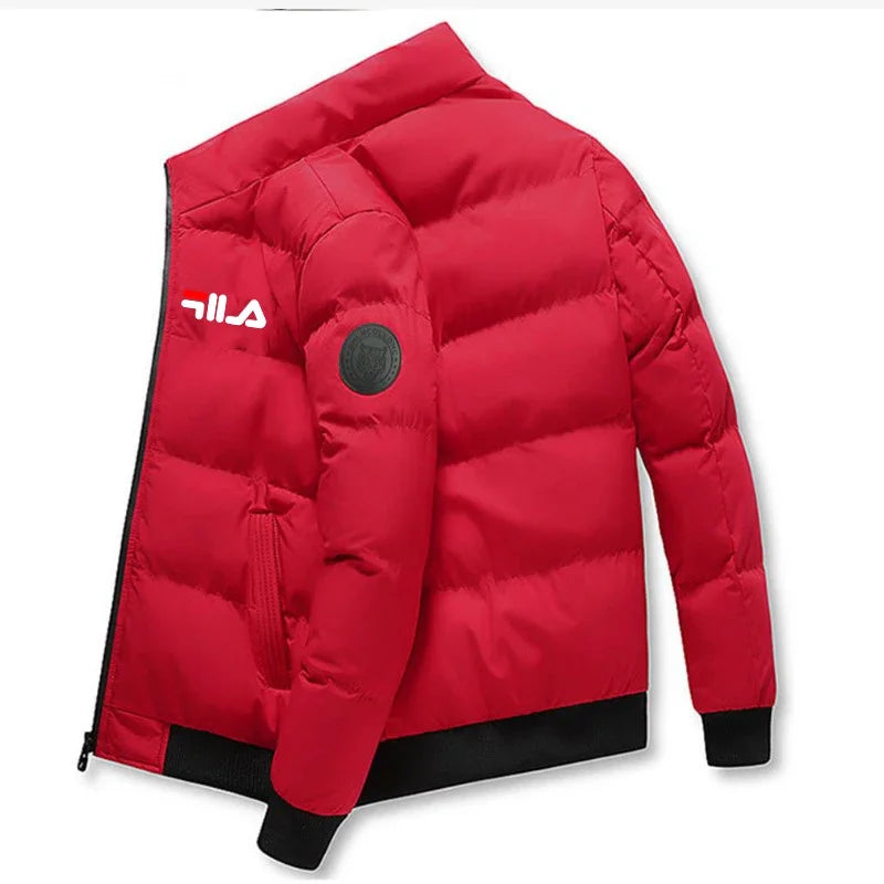 Fashion autumn and winter short men's thick warm coat, outdoor windproof new zipper printed men's casual jacket M-5XL