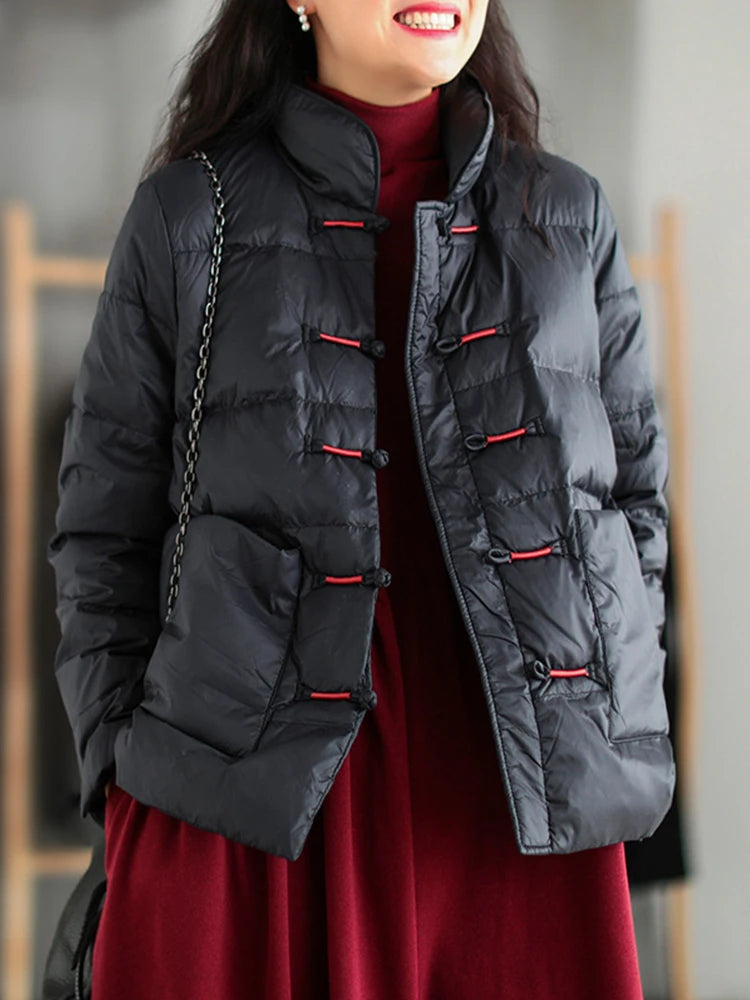 2026 New Winter Warm White Cotton Jacket Women Vintage Slim Short Jacket Autumn Female Embroidery Casual Basic Parkas
