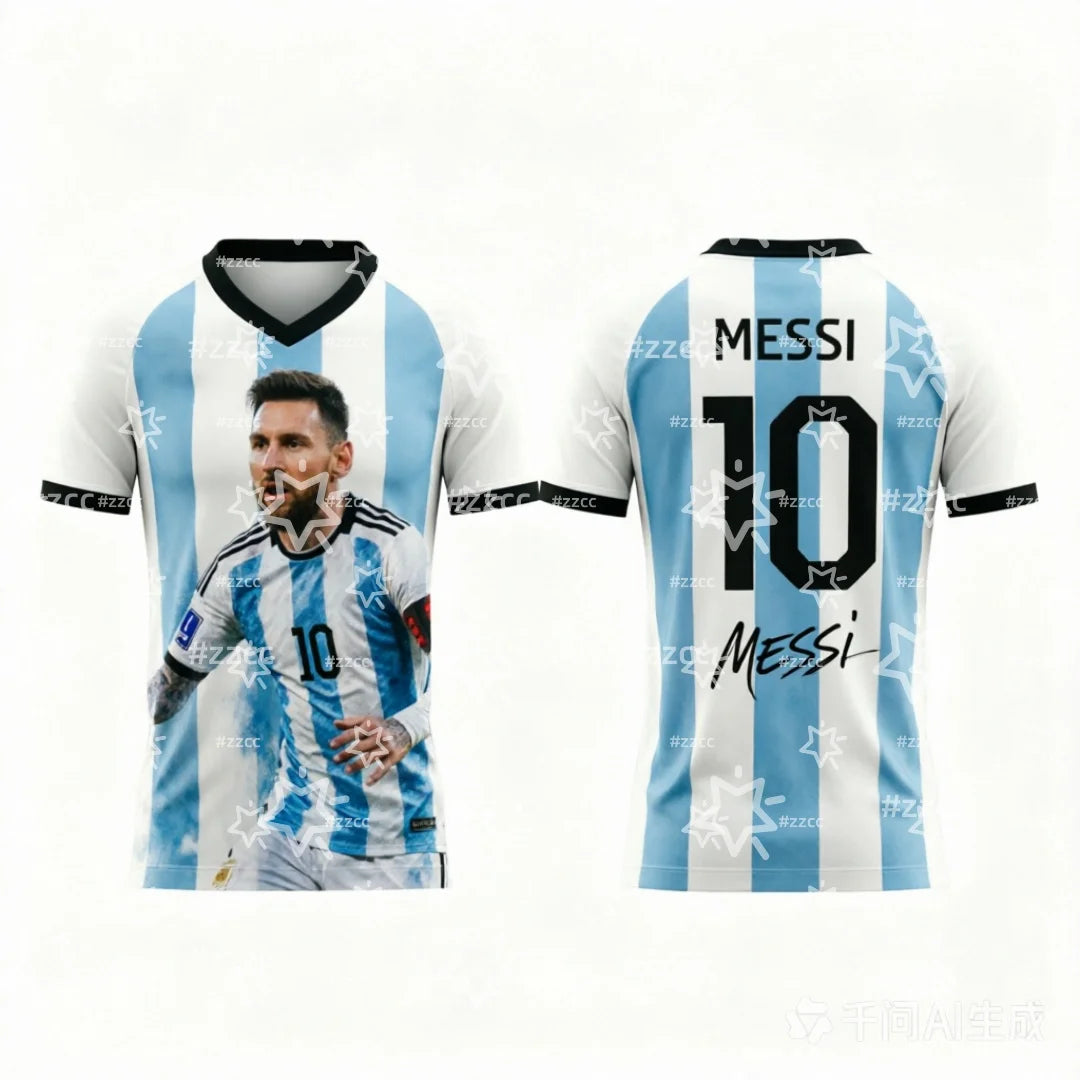 2026 Argentina Football Fan Gifts Messi No.10 Football Jersey Summer Sports Men's T-Shirt Children's Clothing Tee Y2k Woman ﻿