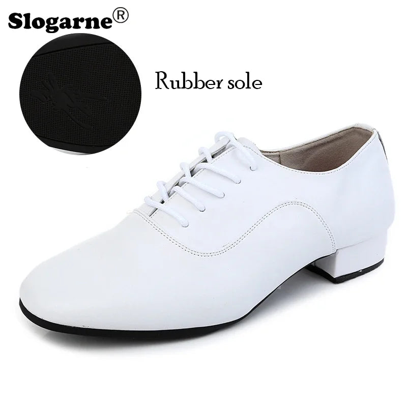 Elegant White Latin Shoes Men Modern Jazz Waltz Tango Dance Shoes Man Suede Sole Indoor Dance Footwear Outdoor Sports Sneaekers