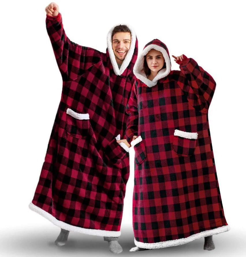 Oversized Hoodie Blanket with Sleeves Winter Warm Fleece Sweatshirt Blankets For Women Men Pullover TV Blanket Hoodie 120/150cm