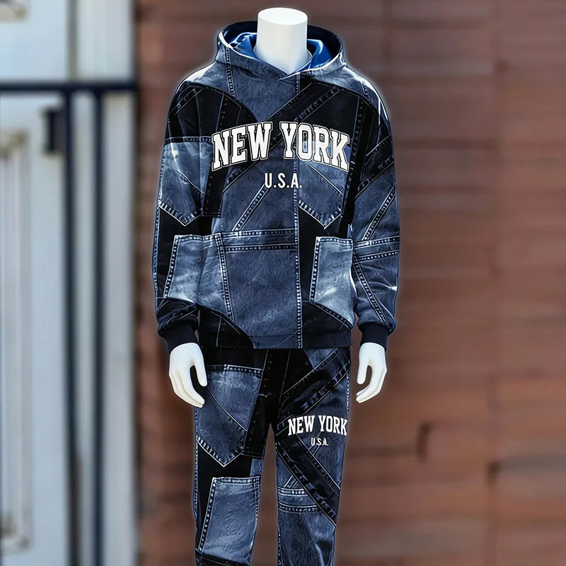 2025 Spring and Autumn New Men's Denim Suit Men's Fashion Brand Slim Fashion Pants Casual Jacket Men's Jacket