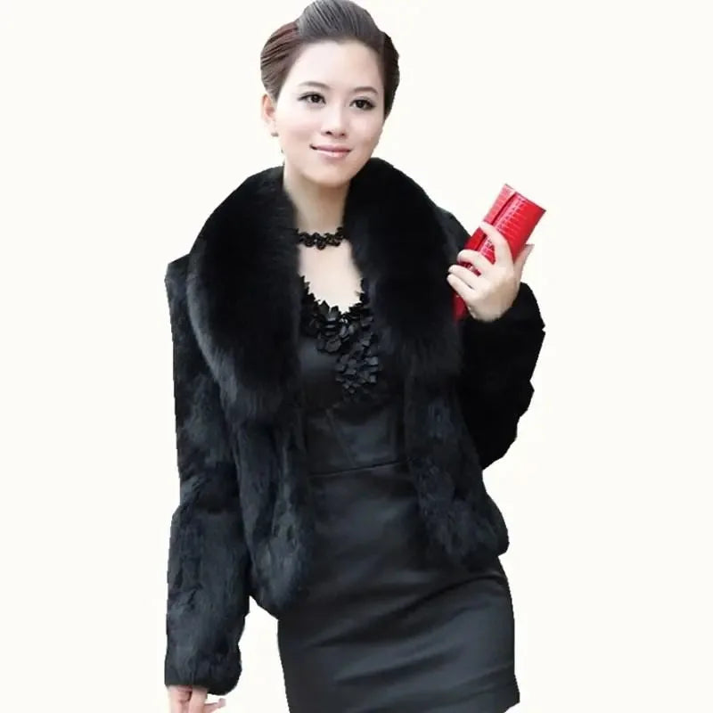 Korean Women Long Sleeved Fur Jacket 2025 Ladies High End Faux Fur Short Coat Winter Female Fashion Large Size 5XL Plush Outwear