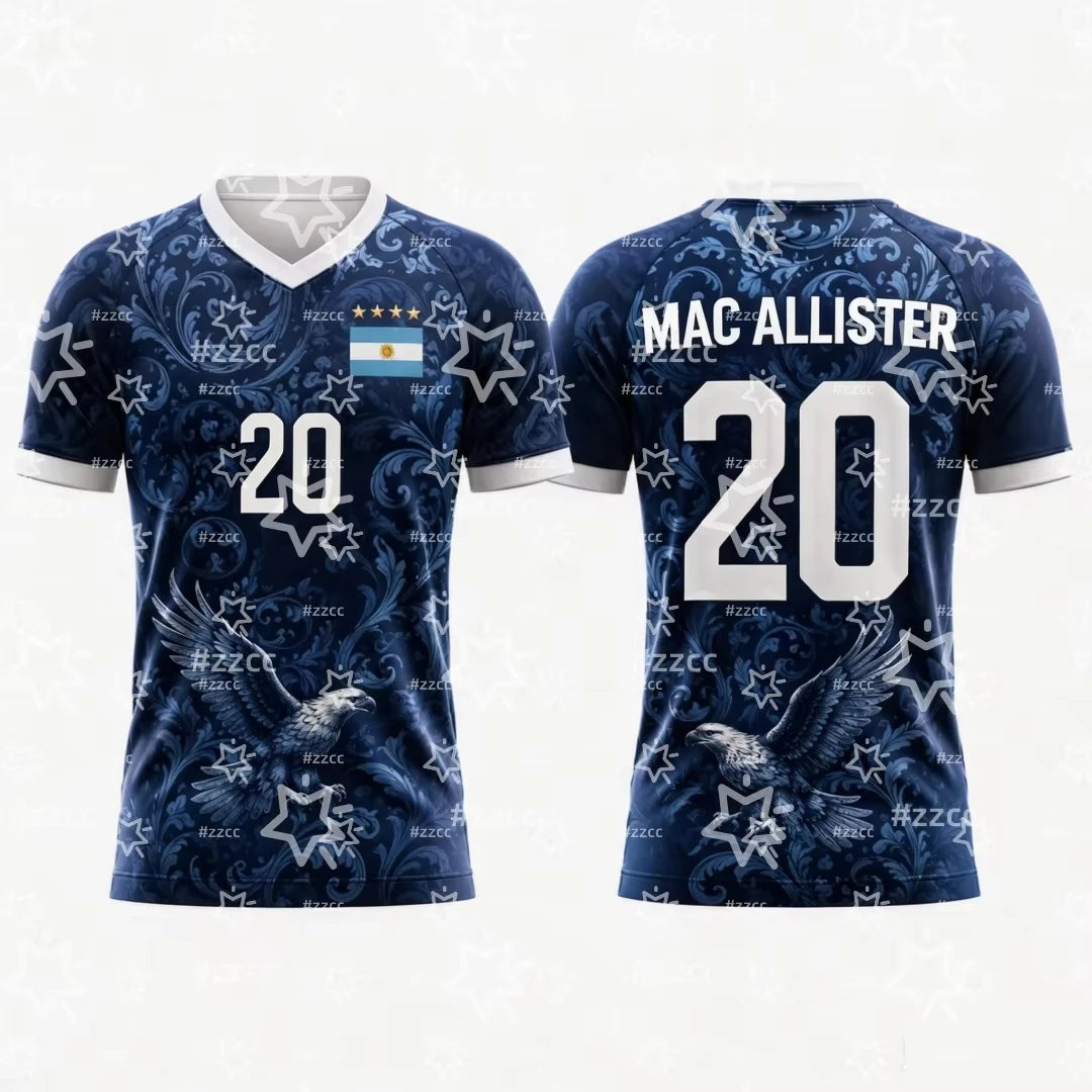 2026 Argentina Football Fan Gifts Messi No.10 Away Football Jersey Summer Sports Men's T-Shirt Children's Woman's Clothing Tee
