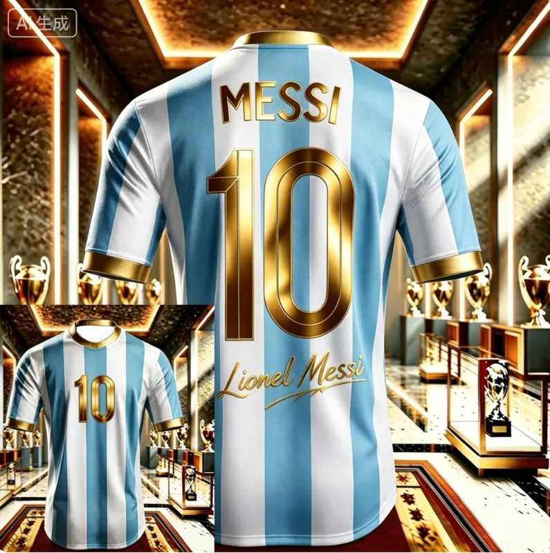 2026 Messi No. 10 Commemorative Edition Soccer Jersey_T-Shirt — Men's Argentina Sports T-Shirt  Soccer Training