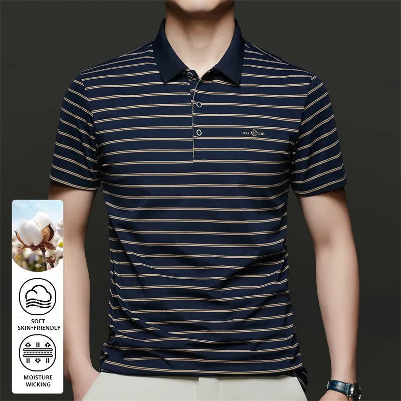 Top Grade Summer Brand Designer Polo Shirts For Men Summer Stripped Luxury Slim Short Sleeve Casual Tops Fashions Men Clothes