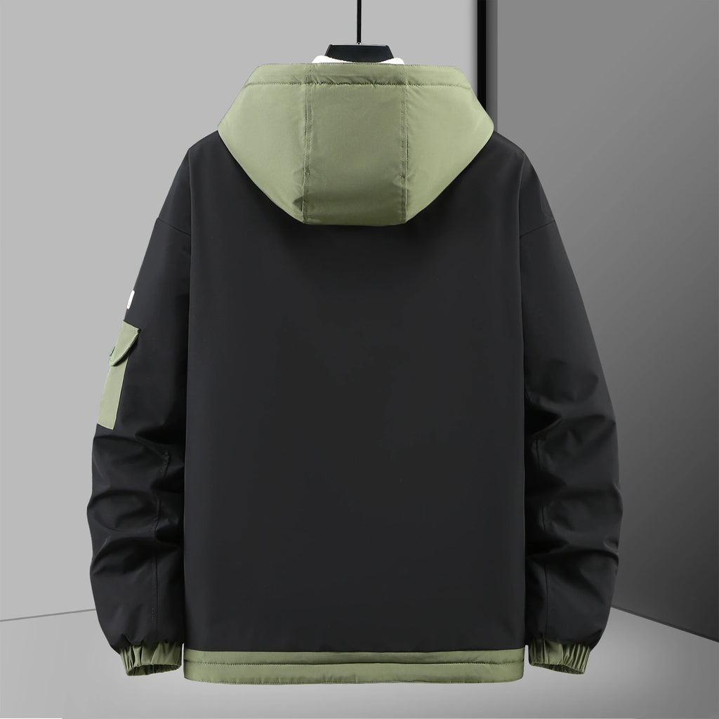 plus size autumn and winter new men's fat large size thickened standing collar hooded padded jacket