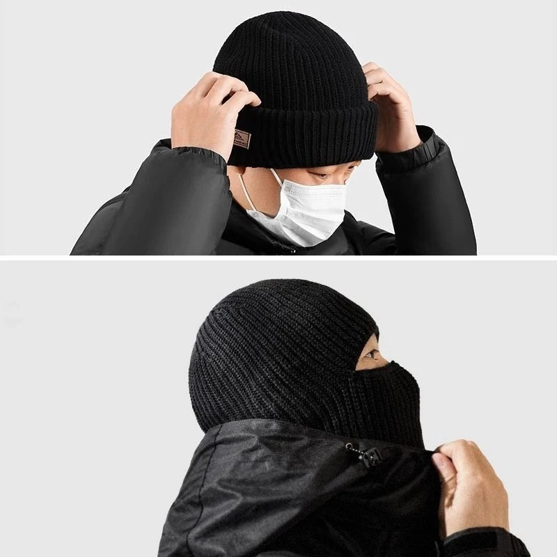 Winter Sports Thermal Balaclava Hat, Wind Resistant Knit Full Face Mask Earmuff Cap Ski Cycling Running for Men Women