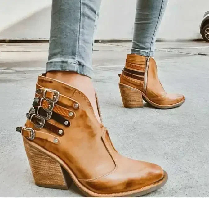 Women Fashion Boots Female Waterproof Short Boots High Heels Slip on Unisex Ankle Winter Boots Plus Size 43 Botas Femininas 2024