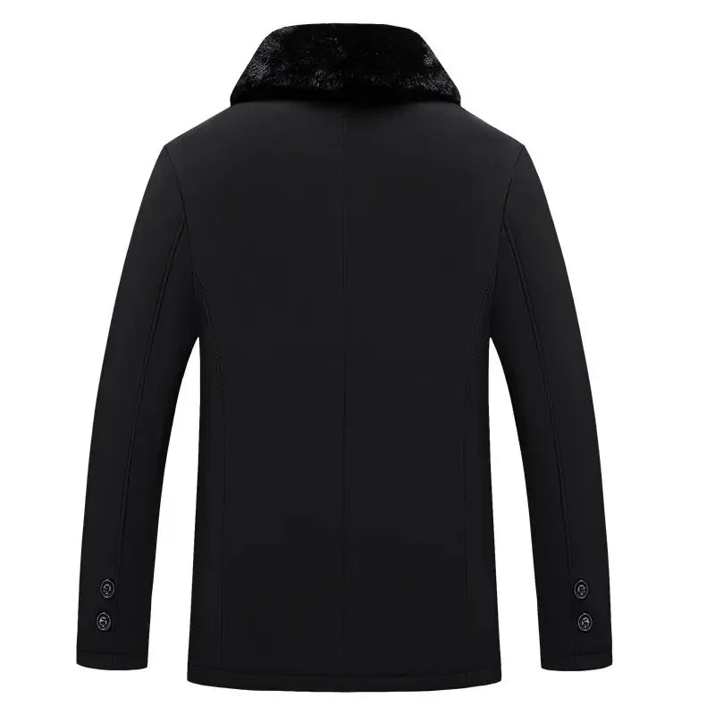 Men Parker Thick Warm Streetcoat Cotton Coat Jacket Winter Coat Fashion Fur Collar Solid Color Men Zipper Winter Coat Men's New