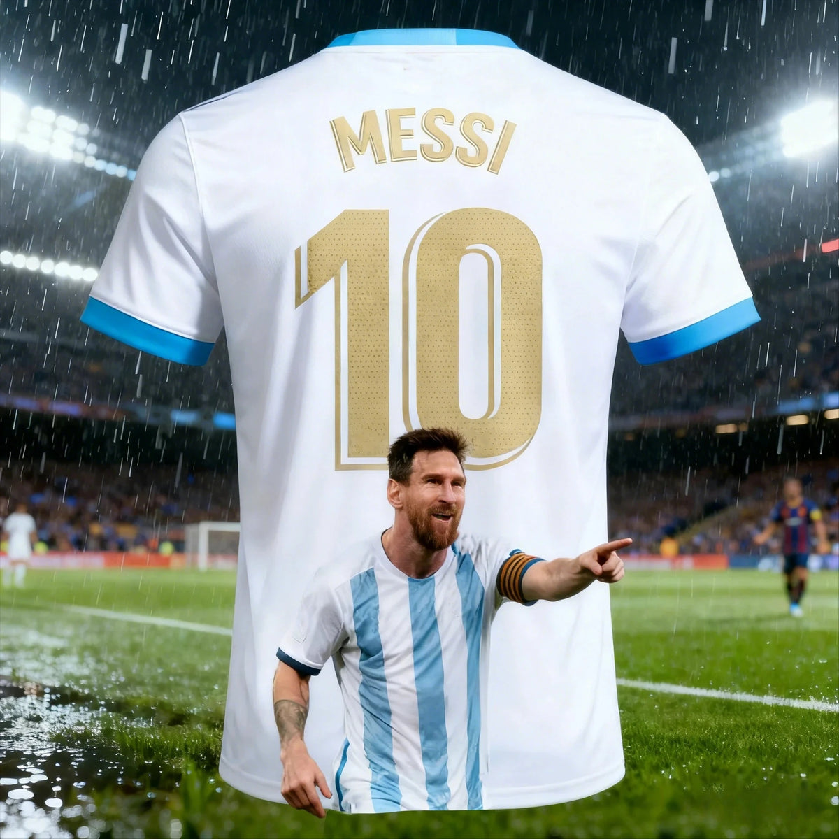 Argentine Style Messi 10 Jersey Football T-shirt for Men, Suitable for Outdoor Daily Exercise and Breathable Men's Clothing