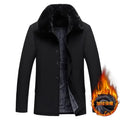 Men Parker Thick Warm Streetcoat Cotton Coat Jacket Winter Coat Fashion Fur Collar Solid Color Men Zipper Winter Coat Men's New