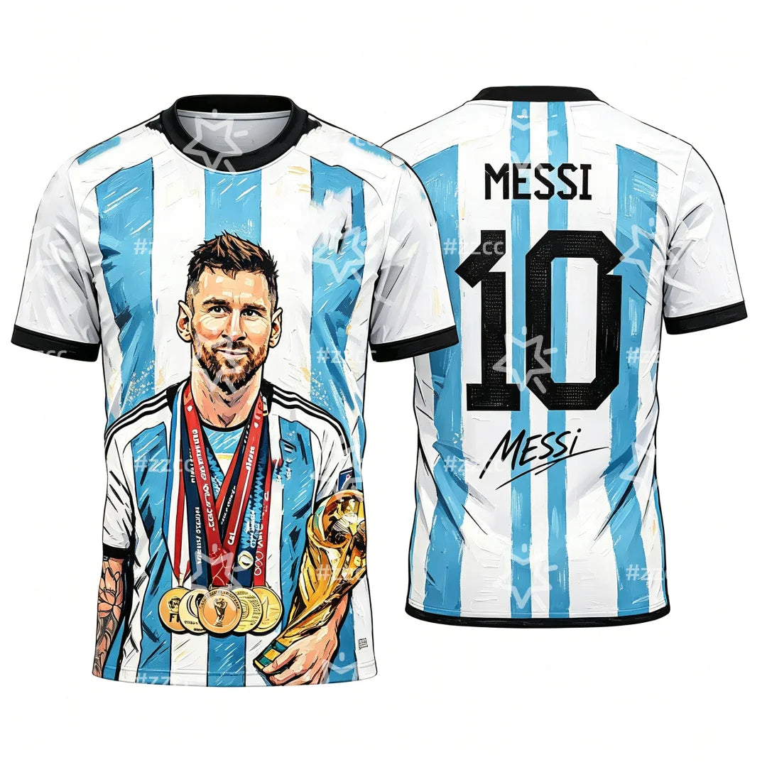 2026 Messi No.10 football jersey fan commemorative gift Summer Sports Men's T-Shirt Kid's Clothing Tee Woman cycling jersey