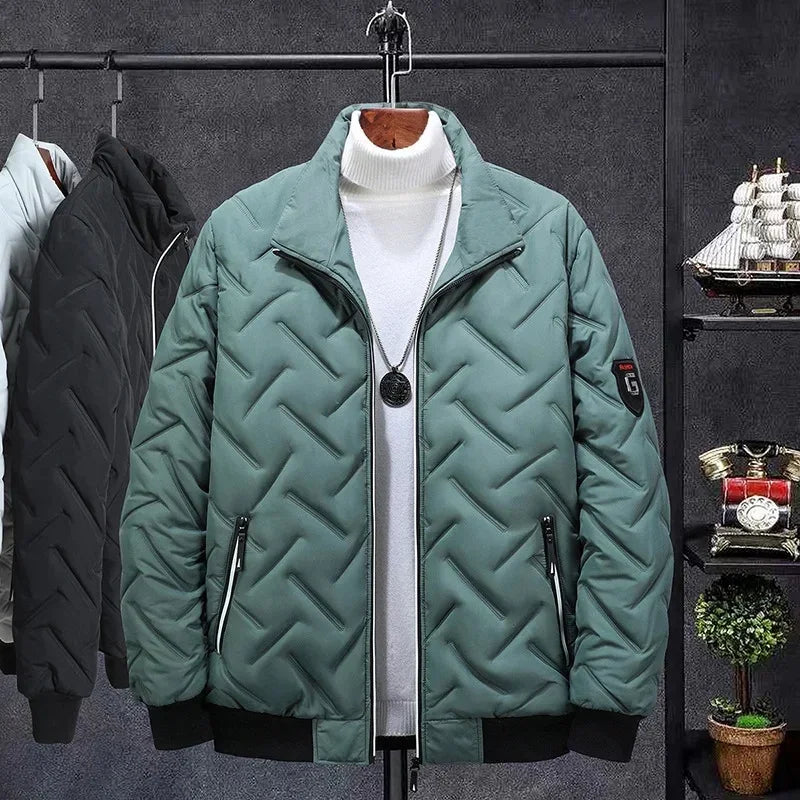 Autumn/Winter New Men's Cotton Coat Jacket 2025 Trendy Stand Collar Lightweight Warm Top Wholesale Casual Scene Regular Type