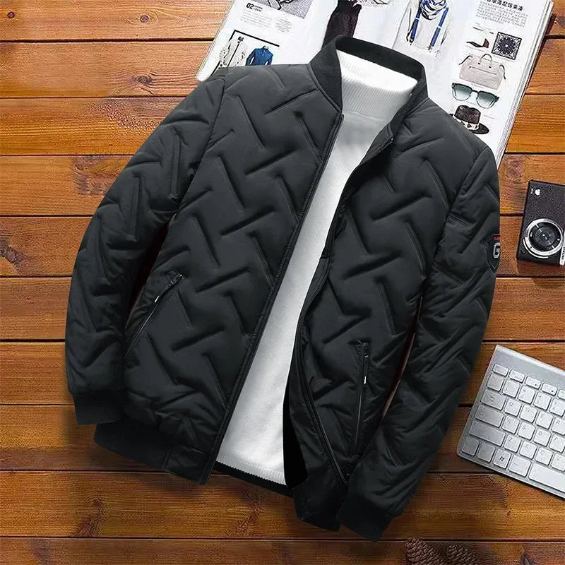Autumn/Winter New Men's Cotton Coat Jacket 2025 Trendy Stand Collar Lightweight Warm Top Wholesale Casual Scene Regular Type