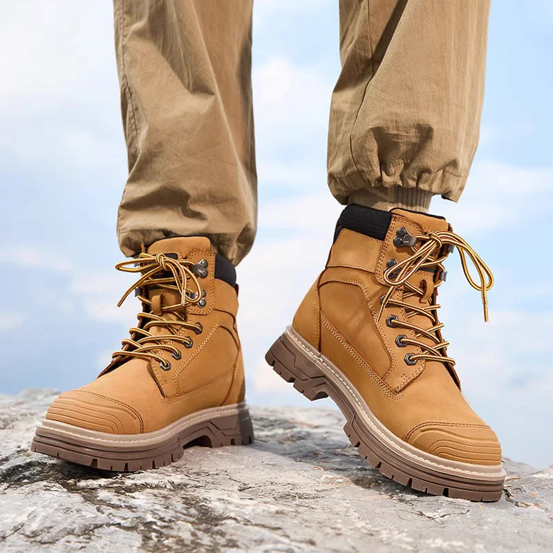 GOLDEN CAMEL Men's Winter Boot Plus Velvet Warm Thick Sole Hiking Shoes for Men Outdoor Travel High Top Mountaineering Snow Boot