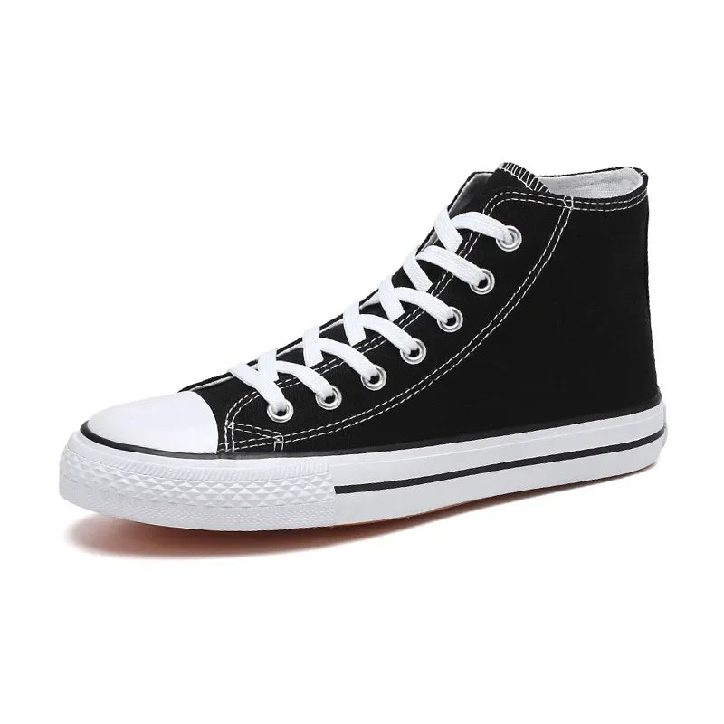 High-Top Casual Canvas Shoes for Men Trendy Korean Style Versatile Couple Shoes Summer Flat Bottom Rubber Sole Ankle Cover