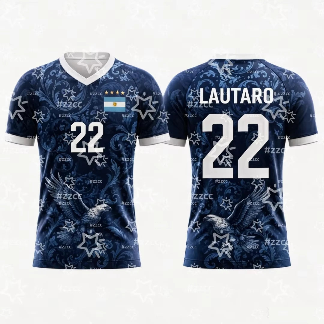 2026 Argentina Football Fan Gifts Messi No.10 Away Football Jersey Summer Sports Men's T-Shirt Children's Woman's Clothing Tee