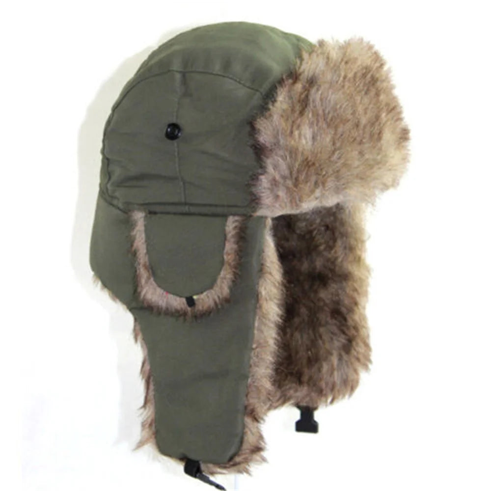 Men's Winter Trapper Aviator Trooper Earflap Warm Russian Waterproof Ski Hat Bumper Cap Russian Warm Ear Protectors Hats