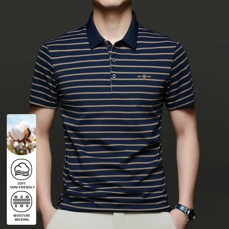 Top Grade Summer Brand Designer Polo Shirts For Men Summer Stripped Luxury Slim Short Sleeve Casual Tops Fashions Men Clothes