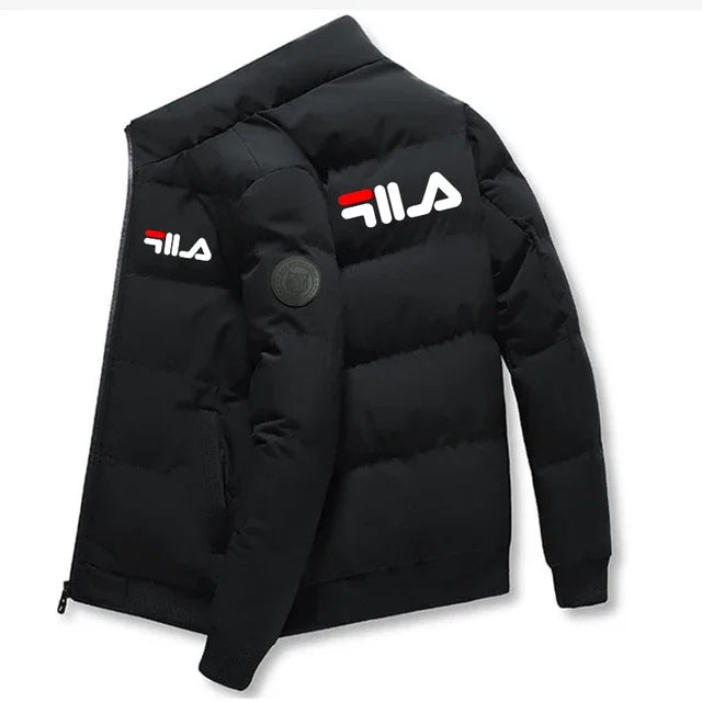 Fashion autumn and winter short men's thick warm coat, outdoor windproof new zipper printed men's casual jacket M-5XL