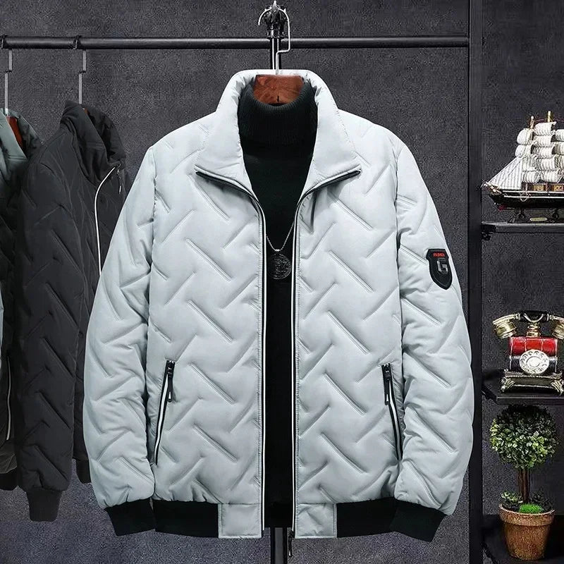 Autumn/Winter New Men's Cotton Coat Jacket 2025 Trendy Stand Collar Lightweight Warm Top Wholesale Casual Scene Regular Type