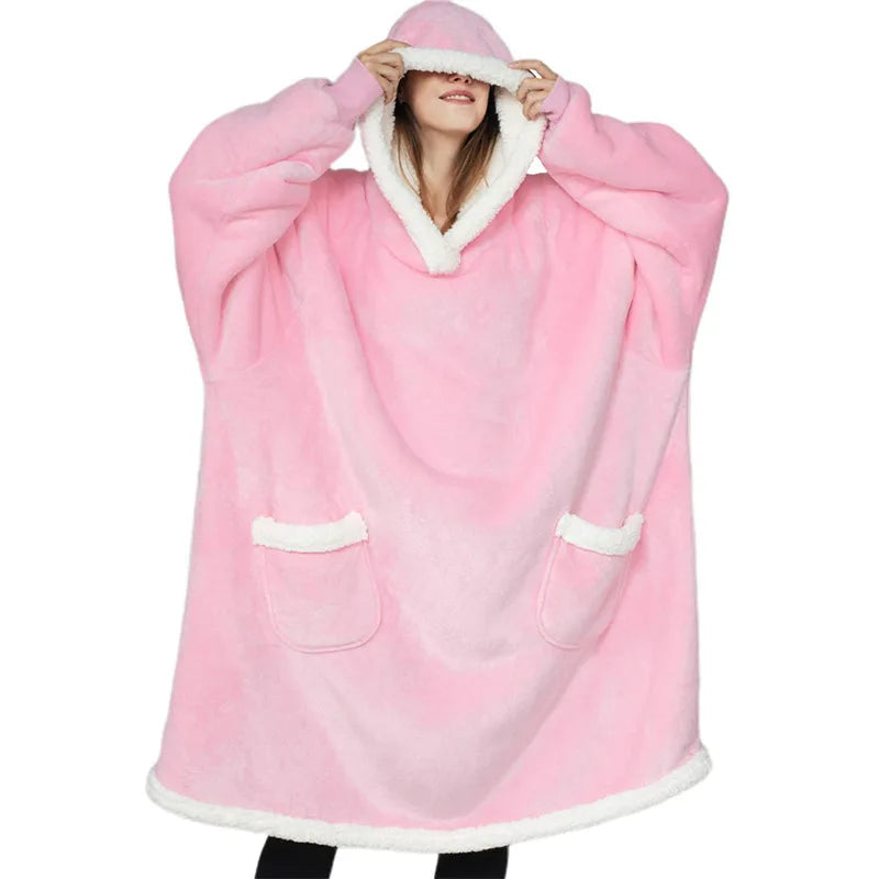 Oversized Hoodie Blanket with Sleeves Winter Warm Fleece Sweatshirt Blankets For Women Men Pullover TV Blanket Hoodie 120/150cm