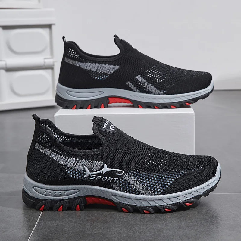 Men's Summer New Soft Bottom Net Shoes Shark Casual Shoes Breathable Mesh Shoes Middle-Aged And Elderly Comfortable Dad Shoes