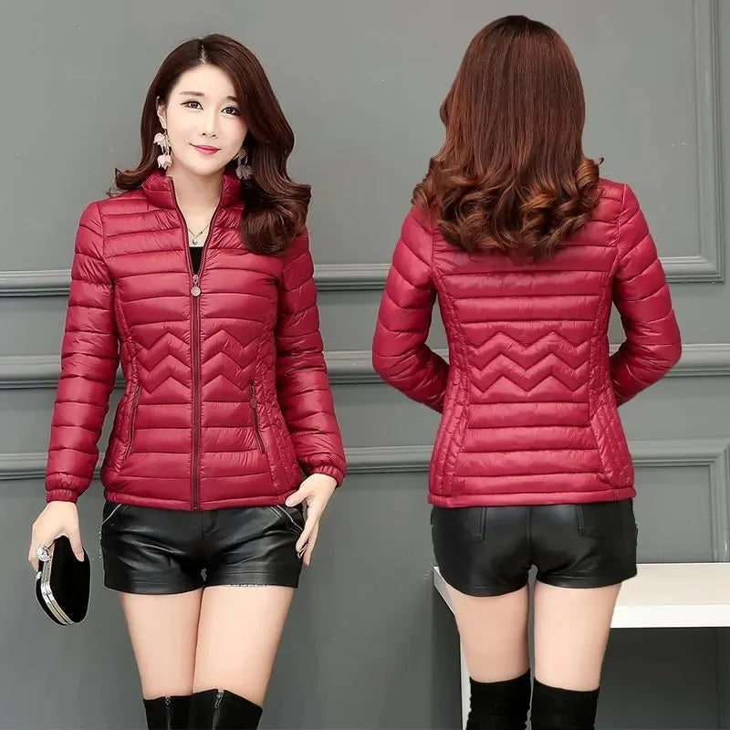 2026 New Women Parkas Winter Jacket Down Cotton Jacket Warm Korean Casual Lightweight Solid Color Parka Female Snow Coat Outwear
