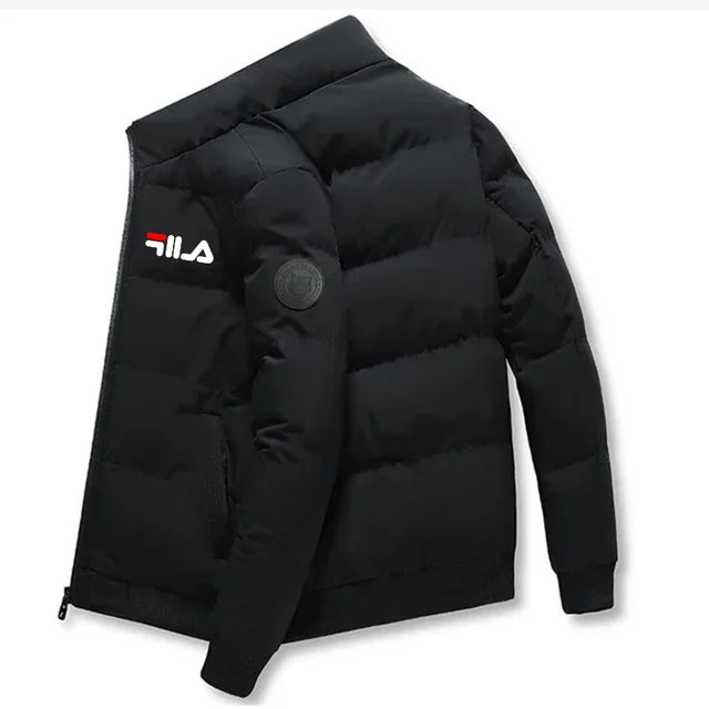 Fashion autumn and winter short men's thick warm coat, outdoor windproof new zipper printed men's casual jacket M-5XL
