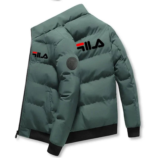 Fashion autumn and winter short men's thick warm coat, outdoor windproof new zipper printed men's casual jacket M-5XL