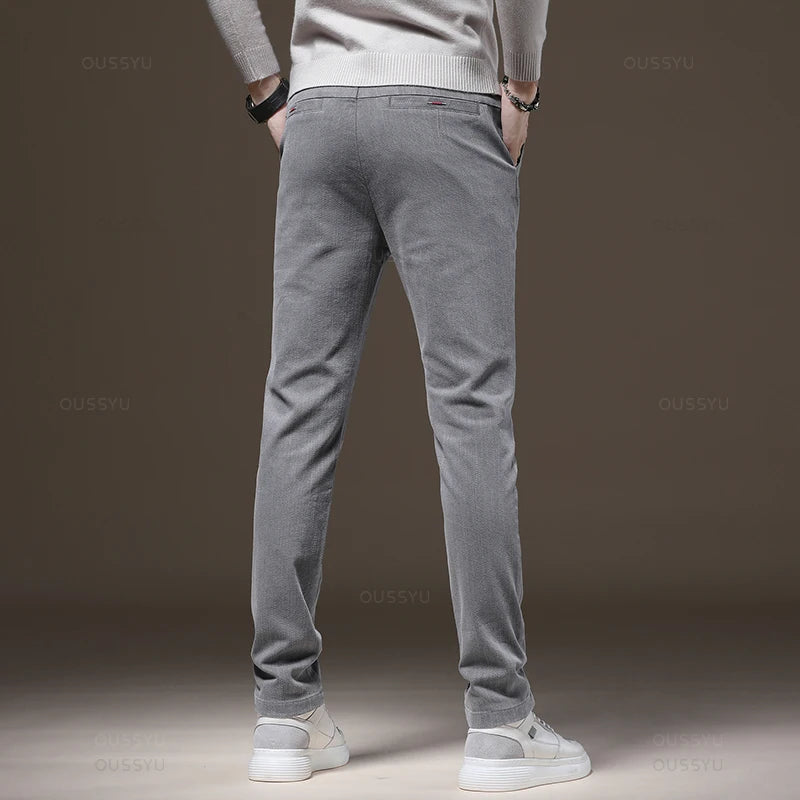 MINGYU Brand New Classic Work Stretch Cargo Pants Men Cotton Slim Fit Grey Green Korea Autumn Winter Thick Casual Trousers Male