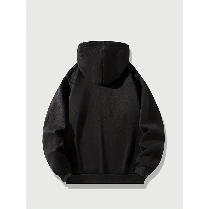 Men's autumn and winter casual fashion warm MILANO ITALIA pattern printed loose plush thick hooded sweatshirt+sweatpants set