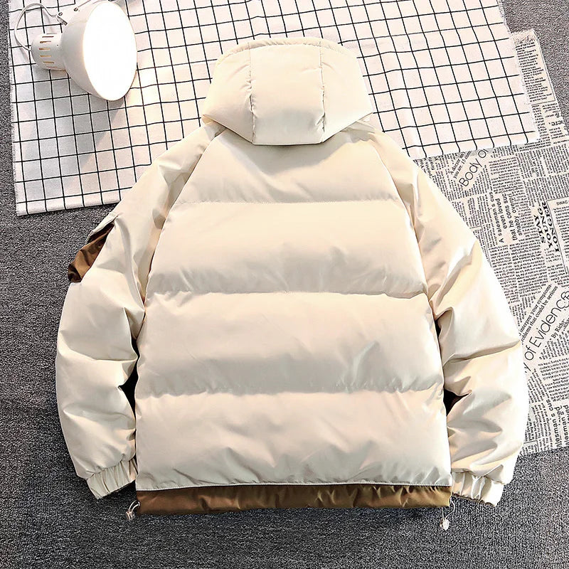 Fashion Men Casual Solid Color Hooded Parkas Male Black Khaki Warm Male Coat Padded Jacket Men Winter Parkas Thick Jacket Coats