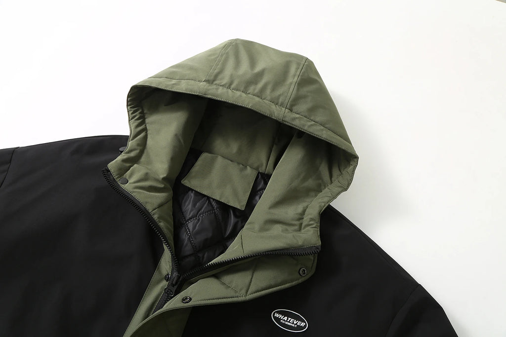 plus size autumn and winter new men's fat large size thickened standing collar hooded padded jacket