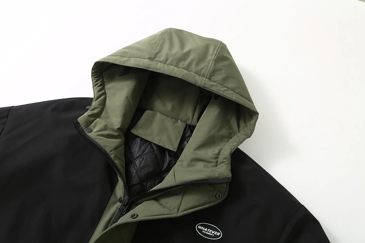 plus size autumn and winter new men's fat large size thickened standing collar hooded padded jacket