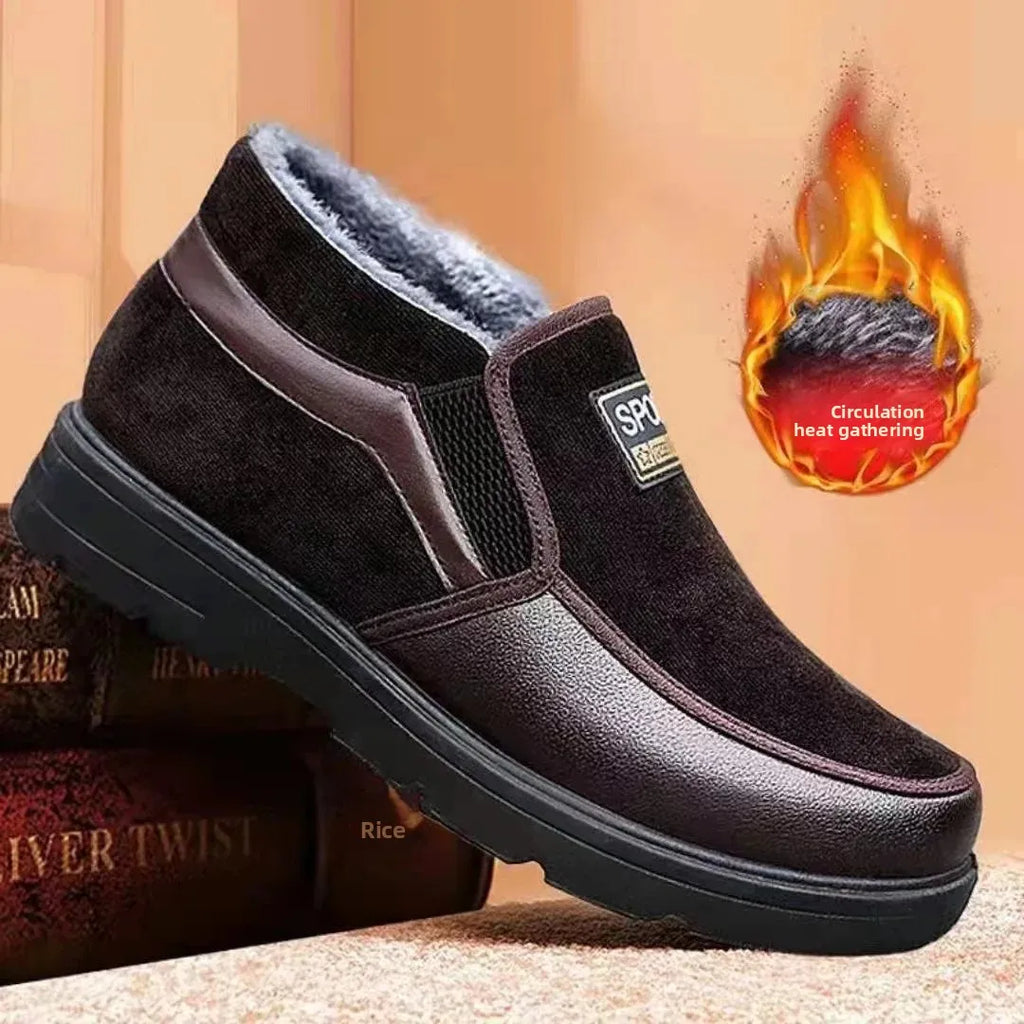 Thickened Fleece Winter Men's Shoes Beijing Style Cotton Shoes Warm Comfortable Anti-slip Wear-resistant Adult Casual Shoes