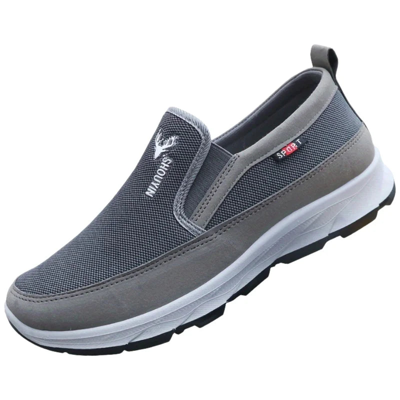 Beijing Old Man Canvas Shoes Men's Lightweight Non-Slip Breathable round Toe Slip-On Dad Shoes Casual Low Top PVC Rubber