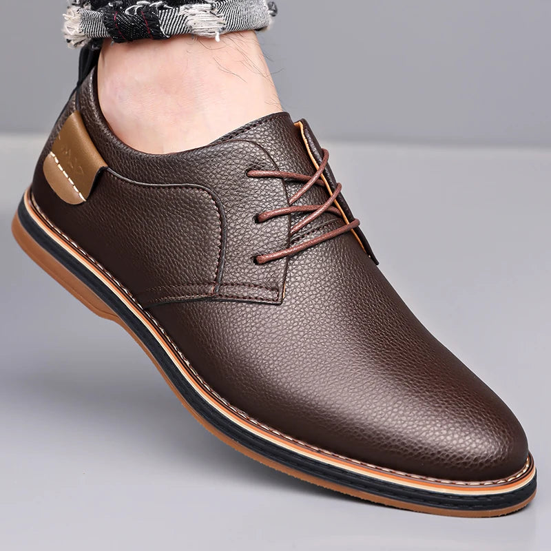 Men's Solid-Color Striped Business Formal Shoe Fashionable And Comfortable Oxford Shoe New Autumn Winter Casual Dress Party Shoe