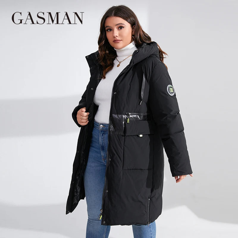 GASMAN 2023 brand new women's coat Women's winter jacket down parka warm outwear Female black patchwork thick jacket 020