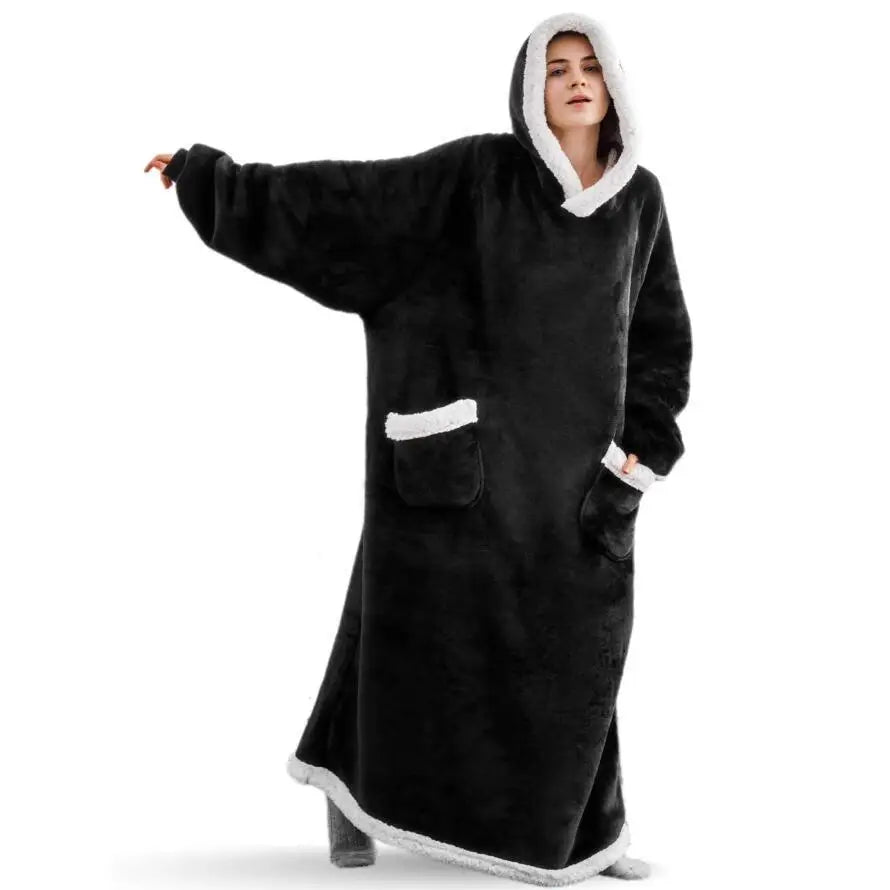 Oversized Hoodie Blanket with Sleeves Winter Warm Fleece Sweatshirt Blankets For Women Men Pullover TV Blanket Hoodie 120/150cm