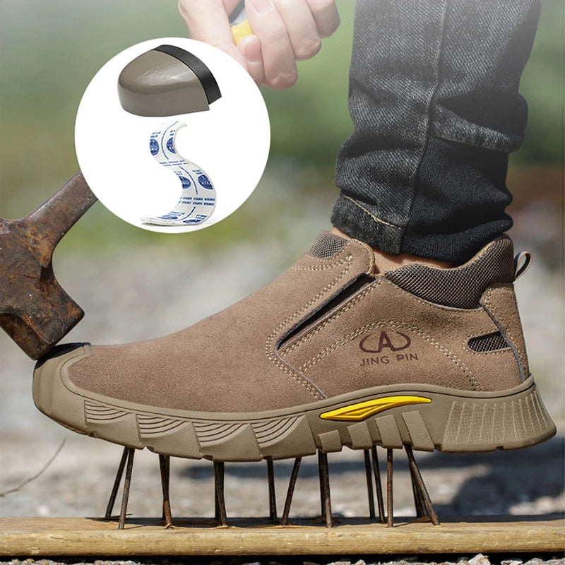 Imwete Fashion Work Safety Shoes Men Breathable Outdoor Hiking Steel Toe Sneakers Electric Welder Insulated Protection Footwear