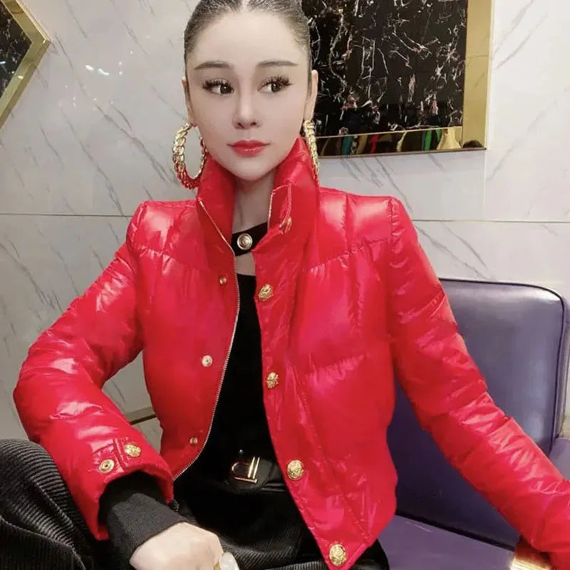 Female Fashion Short Cotton Jacket Women Autumn Winter New Coat Slim Fit Keep Warm Down Cotton Outcoat Lady Parkas Outerwear Top