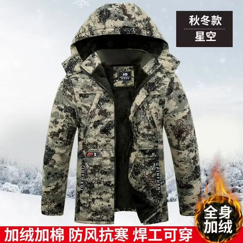 Camouflage Down Parkas Jackets 2024 Men's Parka Hooded Coat Male Fur Collar Parkas Winter Jacket Men Military Cotton Overcoat