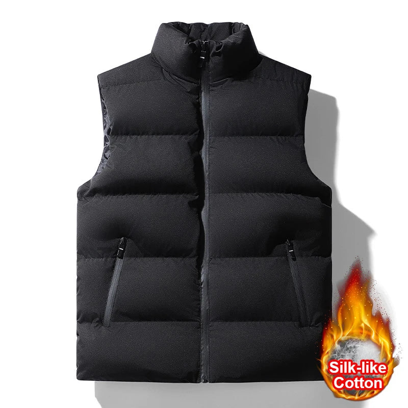 Autumn Men' Sleeveless Vest Jackets Winter Fashion Male Cotton-Padded Vest Coats Men Stand Collar Warm Waistcoats Clothing 5XL