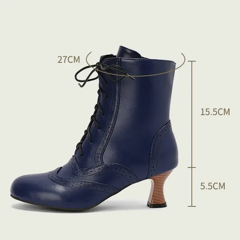 Victorian Boots For Women Vintage Granny Boots Cosplay Costume Shoes Renaissance Ankle Boots High Heel Lace Up Booties With Zip