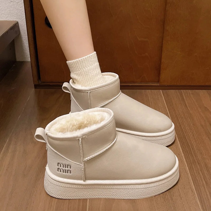 New Winter Fashion Thick-soled Snow Boots Flat-soled Plus Velvet Cuff Cotton Shoes Comfortable Mid-calf Casual Women's Boots