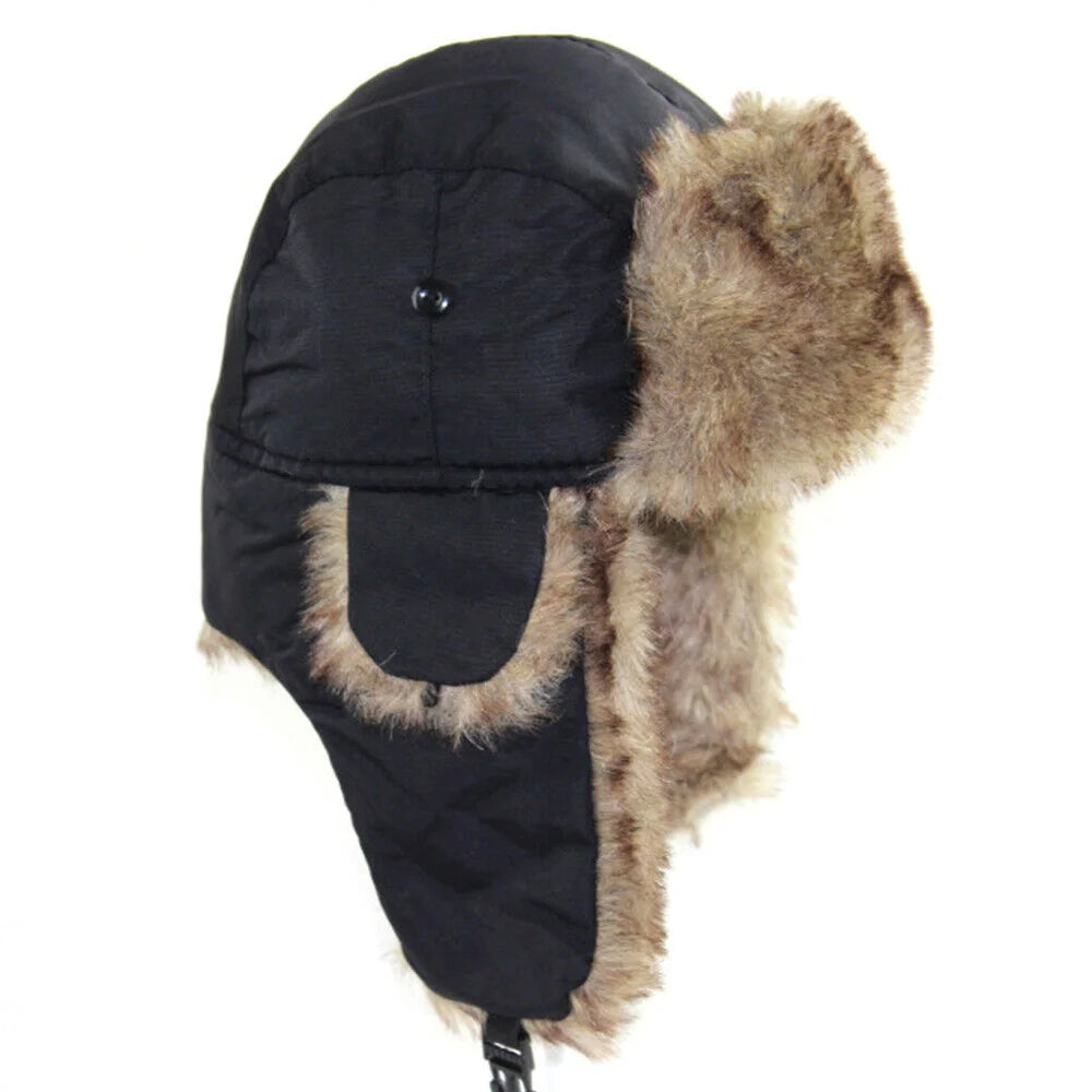 Men's Winter Trapper Aviator Trooper Earflap Warm Russian Waterproof Ski Hat Bumper Cap Russian Warm Ear Protectors Hats