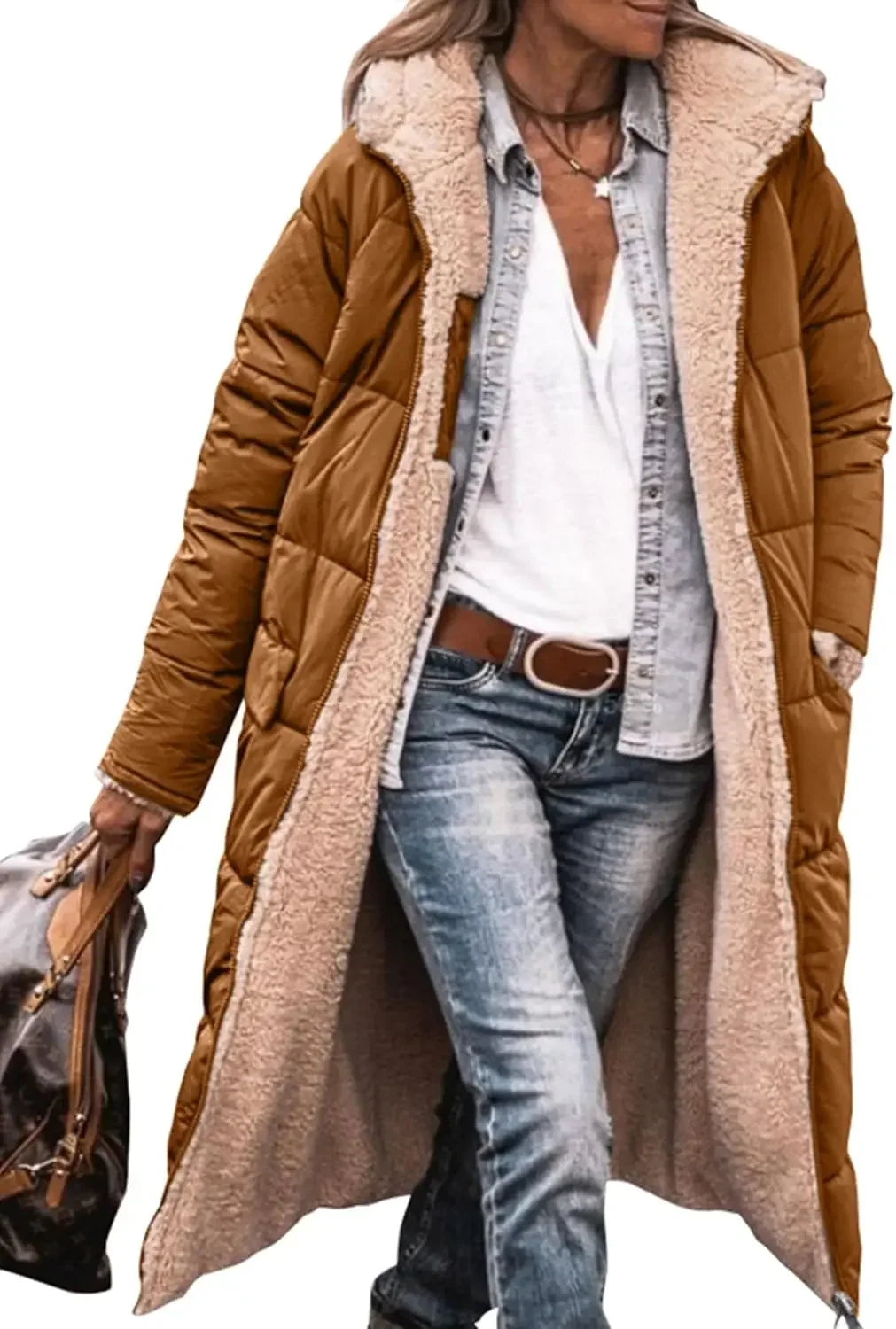 Women's 2024 Winter Fashion Clothes Oversized Shearling Fleece Long Coats Jackets